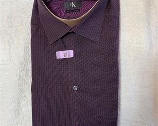 Calvin Klien Striped button shirt slim fit non-iron Size XL 17.5 32-33