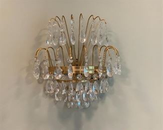 Crystal sconces imported from Sweden. (2)
