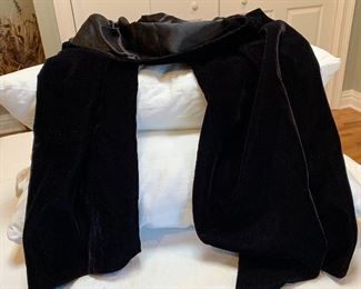 Reversible black velvet/silk scarf