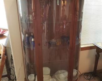 Antique Curved Glass Curio/Gallery Cabinet