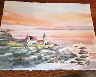 Seascape Watercolor Original Signed by Artist
