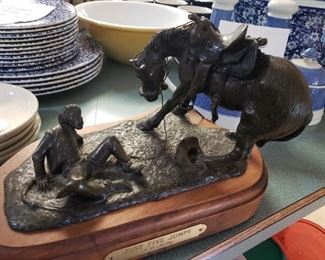 Excellent Bronze Piece...signed by Artist John P. Kelly "Just Five Jumps"