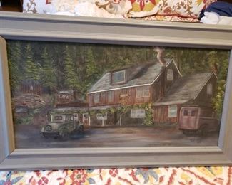 Original Oil signed by Artist Dennis - Looks like across the Street from Becky's