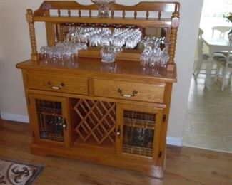 Oak Bar with wine bottle storage