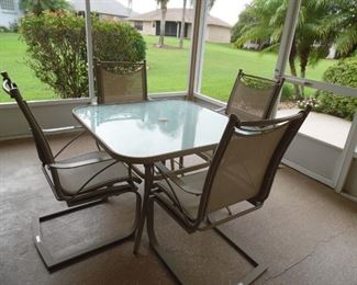 Outdoor Dining Table & 4 Chairs, powder coat finish