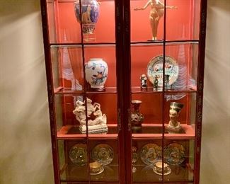 Mid Century Red lacquered Asian inspired curio