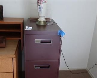 3 drawer  filing  cabinet, lamp-  file  cabinet  is  2'5" deep  and  1'4" across