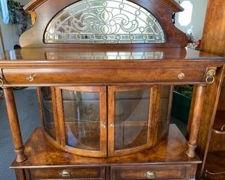 Beautiful antique etched glass Solid Wood 
Cabinet Buffett/Cabinet 