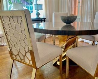 Gold Bernhardt chairs set of 8 $4,900 * BERNHARDT GOLD BASE TABLE SOLD