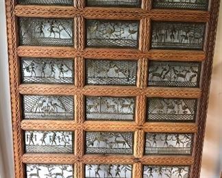 Handmade Mid-Century wooden panel with scenic ironwork
-$750