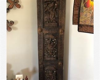 Hand carved mid-century Kama Sutra wooden panel 72x18
-$1200