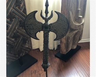 Antique engraved double-headed Indo-Persian tabar 
-$1200