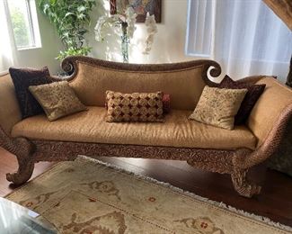 French-Indonesian camel back carved sofa-lions head 
-$3500