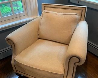 49. American Home Furniture Upholstered Accent Chair w/ Nailhead Detail (38" x 37" x 36")