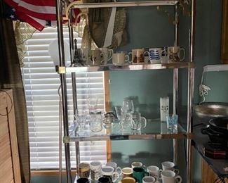 Art Deco Inspired Metal and Glass Shelf / Misc. Housewares 