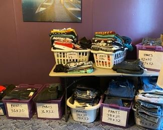 Never Worn Items of Clothing / Pants 2 for $10 / T-Shirts 2 for $5 / Mas Produced Canvas Wall Art $20 