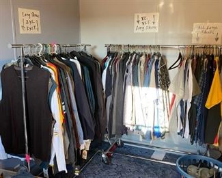 Never Worn Long Sleeve Shirts $3 / Short Sleeve Shirts 2 for $5 / Pants 2 for $10 / Hats priced as marked   