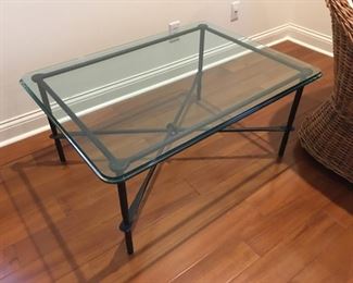 Wrought iron and glass coffee table
