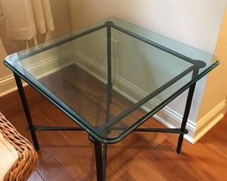 Wrought iron and glass side table