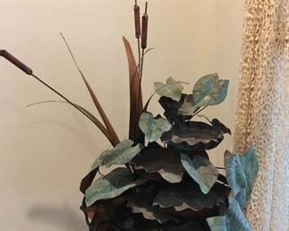 Copper electric fountain with cattails