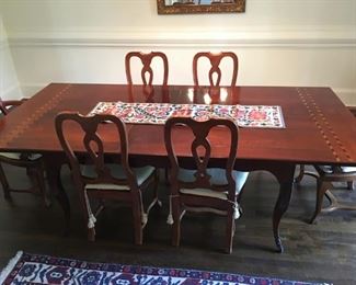 Baker Furniture gorgeous inlaid Dining Table and 8 chairs