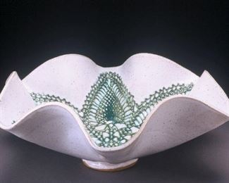 Image of Anne Bray pottery doily bowl from Raiford Gallery in Roswell; similar doily bowl in green available