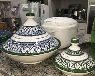 Middle Eastern ceramic serving dishes with lids
