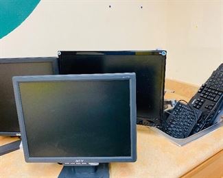 computer monitors and keyboards