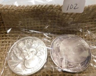 2 Silver 1 Ounce Christmas Rounds