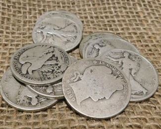 10 Silver Half Dollars(Walkers, Barber)