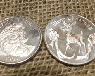 Two 1 Ounce Silver Christmas Rounds