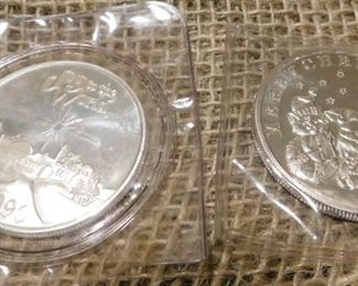 Two 1 Ounce Silver Christmas Rounds
