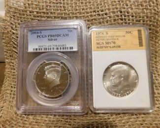 2004 S Proof 69 and 1976 S MS 70 Kennedy Half Dollars