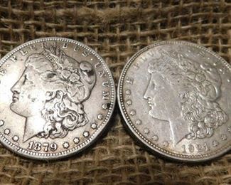 1879 and 1921 S Morgan Dollars