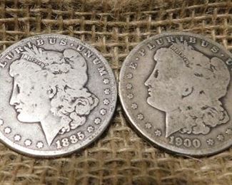 1886 and 1900 S Morgan Dollars