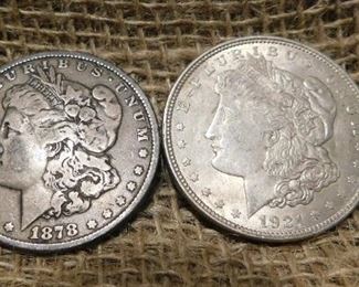 1878 and 1921 Morgan Dollars