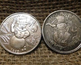 2 One Ounce Silver Christmas Rounds