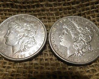 1889 and 1881 S Morgan Dollars