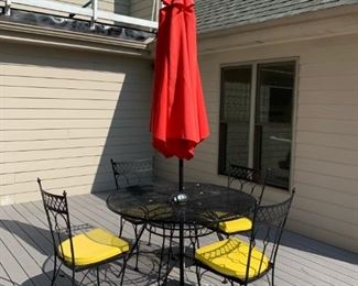 Wrought Iron Patio Set with Umbrella