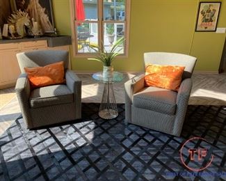 ETHAN ALLEN Turner Swivel Chairs with Custom Fabric