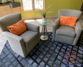 ETHAN ALLEN Turner Swivel Chairs with Custom Fabric