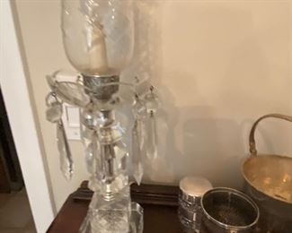 PAIR OF CRYSTAL MANTLE LAMPS