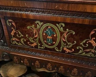 THIS BEAUTIFUL ANTIQUE DINING SET WITH 3 SIDEBOARDS AND 6 CHAIRS.  WE WILL BREAK UP ON SATURDAY. BUILT BY BUCKINGHAM MFG IN NEWARK NJ!! STUNNING AND IN BEAUTIFUL CONDITION! 