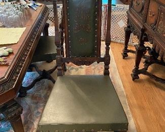 THIS BEAUTIFUL ANTIQUE DINING SET WITH 3 SIDEBOARDS AND 6 CHAIRS.  WE WILL BREAK UP ON SATURDAY. BUILT BY BUCKINGHAM MFG IN NEWARK NJ!! STUNNING AND IN BEAUTIFUL CONDITION! 