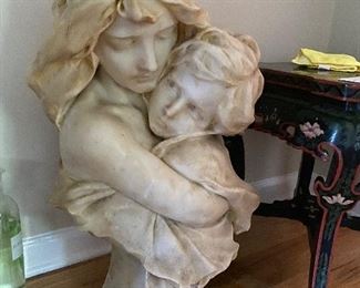 MARBLE MOTHER & CHILD BUST- 2 PIECES 