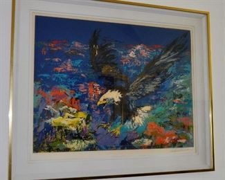 Eagle signed Leroy Neiman serigraph.  Frame Ht:  39"  Width:  47"    --  numbered  260/300