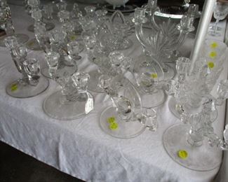 nice glass candle sticks in pairs
