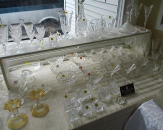 Table full of Waterford Crystal