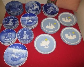 selection of Royal Copenhagen and Wedgewood plates