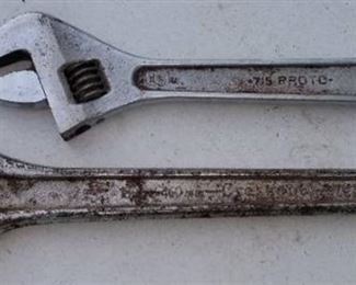 2 big adjustable wrenches